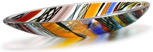 Murano Style Art Glass Bowl Hand Blown Colored Boho Effect Home Decor