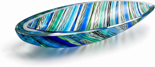 Murano Style Art Glass Bowl Hand Blown Colored Boho Effect Home Decor